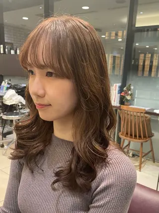 セミロング パーマ 韓国風パーマ🌿コテ 巻き風パーマ/るいのヘアスタイル