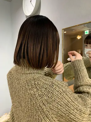ミディアム カラー パーマ ボブパーマコテ巻き風 パーマNo1深江秀平のヘアスタイル