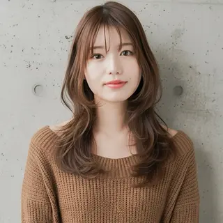 セミロング ハッシュカット 田窪珠妃のヘアスタイル