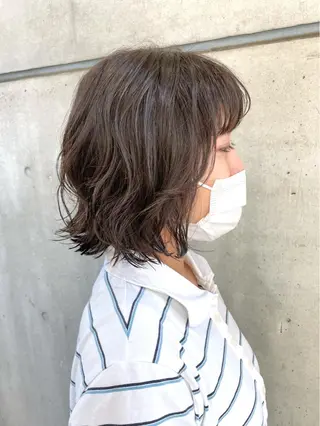 ミディアム カラー パーマ 髪質改善 縮毛矯正/ レイヤー/銀座/本木のヘアスタイル