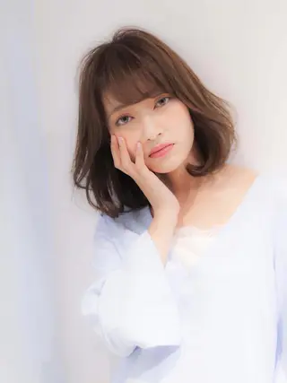 ミディアム カラー 髪質改善🌈縮毛矯正 荻原 達矢のヘアスタイル