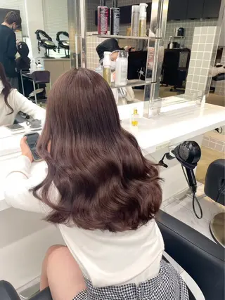 ロング カラー ダブルカラー/縮毛/ ピンク/ベージュのヘアスタイル