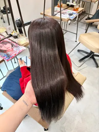 ロング カラー パーマ ブリーチなしwカラー /艶カラー/oukaのヘアスタイル
