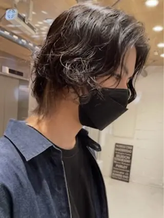 ショート パーマ メンズ Acchon/心斎橋 💚ダブルカラーのヘアスタイル