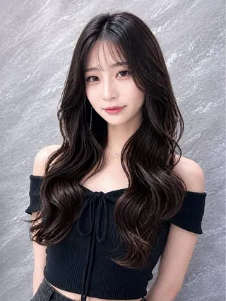 セミロング カラー ヘアアレンジ 🖤kana韓国ヘア 艶髪カラー特化🖤のヘアスタイル