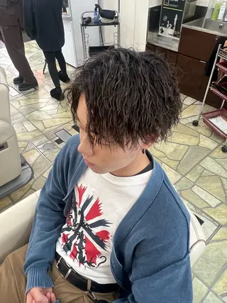 パーマ メンズ 👑縦落ちパーマ番長 💎Shoki/生駒のヘアスタイル
