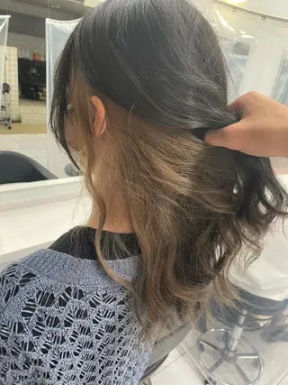 ロング カラー ヘアアレンジ 縮毛矯正/髪質改善/ ブリーチ毛/木元渓太のヘアスタイル