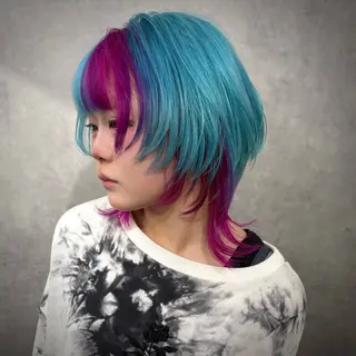 ミディアム カラー ショート/ウルフ カットモデル募集のヘアスタイル