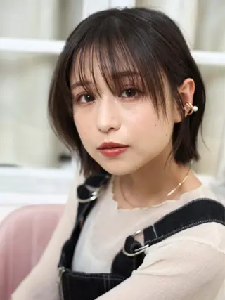 ショート カラー レイヤー/艶カラー 奥野恭平のヘアスタイル
