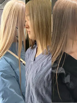 セミロング カラー Acchon/心斎橋 💚ダブルカラーのヘアスタイル