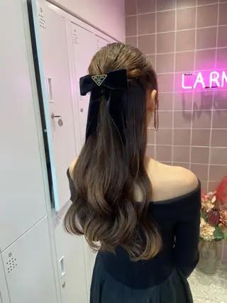 ロング ヘアアレンジ 新宿/韓国ヘア 中明度カラー/かやのヘアスタイル