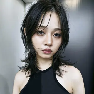 ミディアム カラー ハイトーン/表参道 ミウのヘアスタイル
