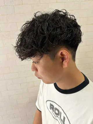 ショート パーマ ヘアアレンジ メンズ 💈メンズ特化 美容師サキ💈のヘアスタイル
