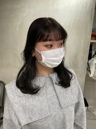 セミロング カラー ふじはら ひなこのヘアスタイル
