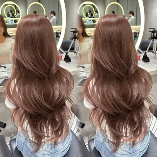 ミディアム 韓国レイヤー × ハイトーン/コウスケのヘアスタイル