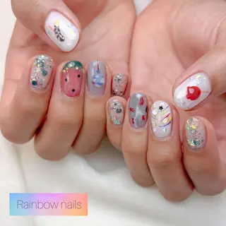 ネイル Rainbow nailsくろちゃんのネイルデザイン