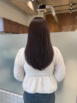 セミロング カラー 縮毛矯正+モテカラー 🎀✨MIHOのヘアスタイル