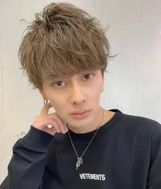 ショート カラー パーマ ヘアアレンジ メンズ 野木 良平のヘアスタイル