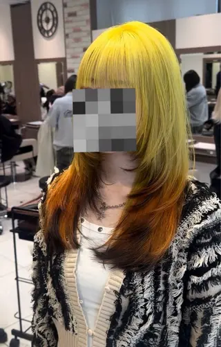 ロング カラー ブリーチ🎨デザイン カラー/れいじ🩶のヘアスタイル