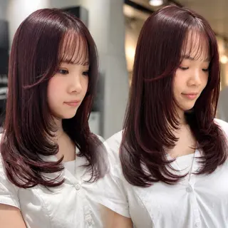 ロング カラー パーマ ヘアアレンジ 艶髪縮毛矯正/透明感 カラー/YUKAのヘアスタイル