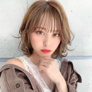ミディアム カラー 💛ミルクティー 色落ち可愛い💛のヘアスタイル