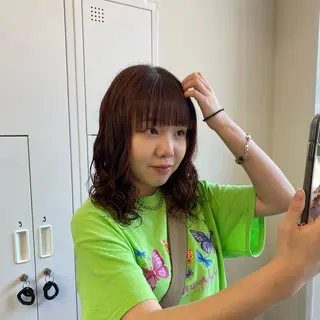 ミディアム パーマ FIX hair しなのヘアスタイル