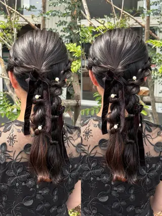 セミロング ヘアアレンジ 高橋 乙葉のヘアスタイル