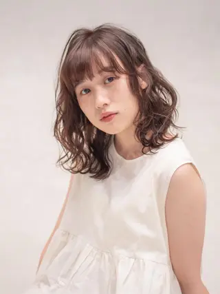 ミディアム カラー 豊中駅3分eha レッスンモデルのヘアスタイル