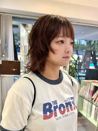 ミディアム カラー パーマ デジタルパーマ 🌀ボブ　萩原　龍のヘアスタイル