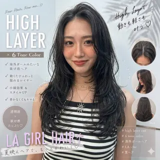 ロング カラー 🍒ハイレイヤー🍒 海外ヘア🍒Momoのヘアスタイル