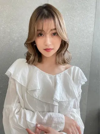 ミディアム レイヤー/顔まわり/ 髪質改善パーマ/川合のヘアスタイル