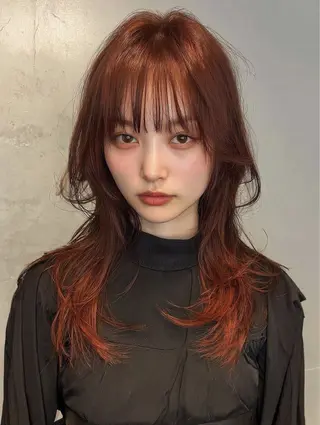 カラー RIN パーマ/暖色カラーのヘアスタイル