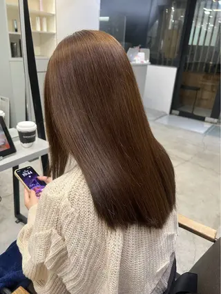 ロング パーマ 🍒モテ暖色カラー × うる艶✧ ゆなのヘアスタイル
