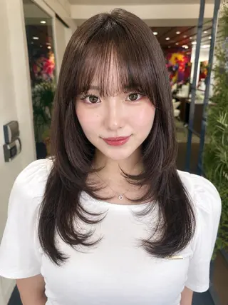 ミディアム W_SALON 四条 ブリーチ 髪質改善のヘアスタイル