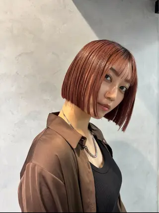 ミディアム カラー Fuu👣ボブ/ボブ ヘア/ベージュカラーのヘアスタイル