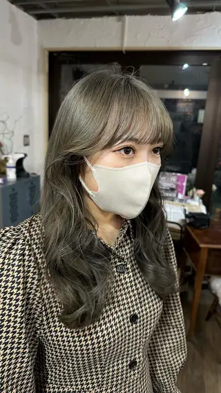 ロング カラー 韓国レイヤー柔らかい 地毛風縮毛矯正/マツのヘアスタイル