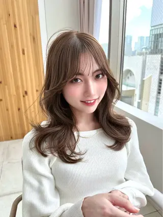 セミロング カラー 🇰🇷韓国風くびれ ヘア🇰🇷中村優大のヘアスタイル