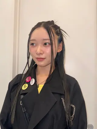 ロング ヘアアレンジ saki|大名 パーマ|ハイトーンのヘアスタイル