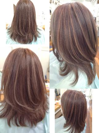セミロング カラー 森長 咲子のヘアスタイル