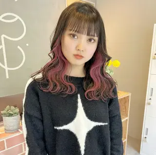 セミロング カラー ブリーチカラー特化 梅田中崎町/あかりのヘアスタイル