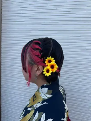 ヘアアレンジ naho💚 /wカラー/縮毛矯正のヘアスタイル