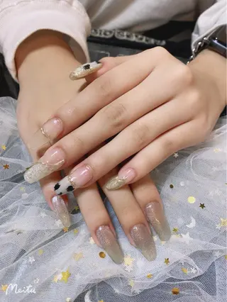 セミロング ネイル パンダ ネイルのネイルデザイン