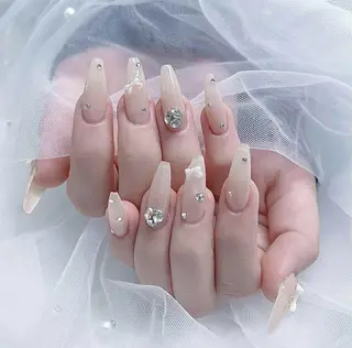 ロング 波 なみのネイルデザイン