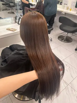 ロング カラー 🥯縮毛/レイヤー/ ベージュヘア🥯のヘアスタイル