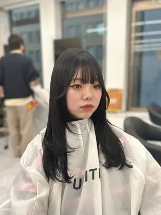 ロング カラー パーマ ヘアアレンジ メンズ キッズ ブリーチなしカラー/ ブラウン/レイヤーのヘアスタイル