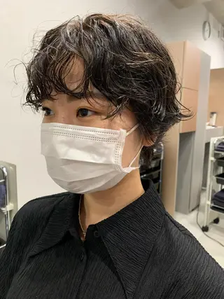 ショート パーマ メンズ ボブパーマコテ巻き風 パーマNo1深江秀平のヘアスタイル