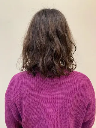 ミディアム カラー パーマ 金村 綾芽のヘアスタイル