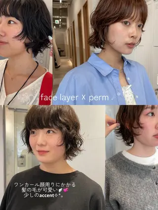 ミディアム パーマ 抜け感ボブ×パーマ |kazaneのヘアスタイル