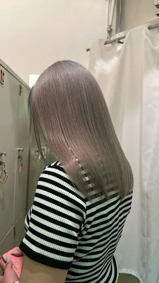 セミロング ハイトーンカラー/エ クステ/デザインのヘアスタイル