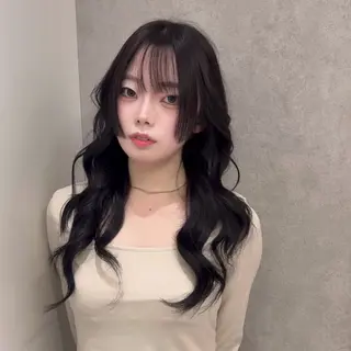 ロング ハッシュカット🖤✨ 顔周り/韓国ヘアのヘアスタイル